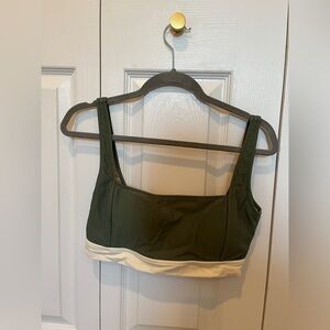 Green and Cream Women’s Squareneck Bikini Top